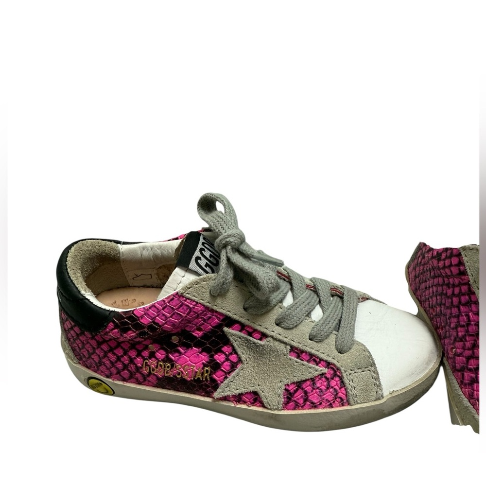 GOLDEN GOOSE Superstar Kids Fuchsia Snakeskin Sneakers - Size 25 / 8.5 - Picture 3 of 13